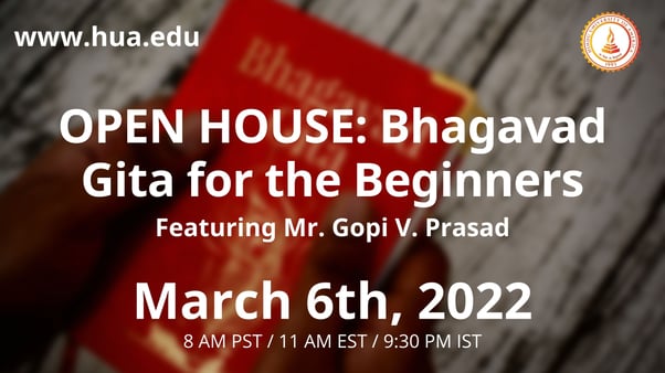 OPEN HOUSE: Bhagavad Gita for the beginners