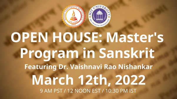 OPEN HOUSE: Master's Program in Sanskrit