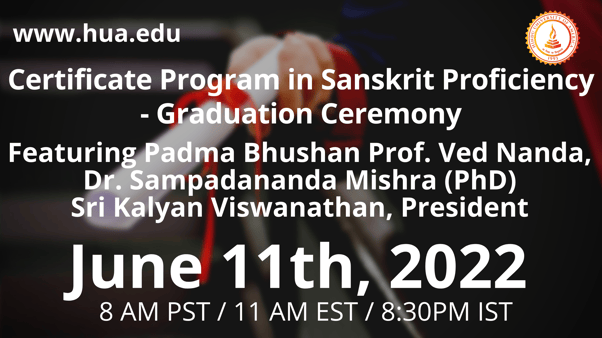 Certificate Program in Sanskrit Proficiency - Graduation Ceremony